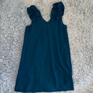 Teal Ruffle Sleeve Entro Dress